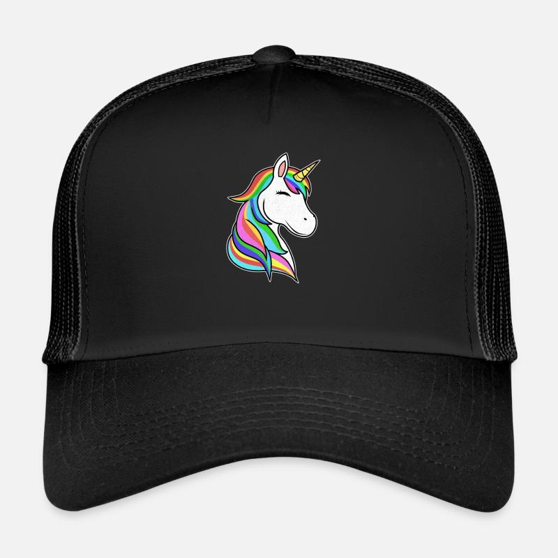 Einhorn Kopf Einhorn Fan - Trucker Cap - Schwarz/Schwarz