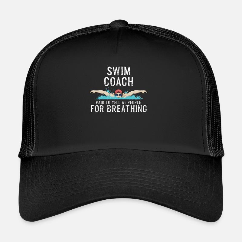 Swimming instructor swimming coach gift swimmer - Trucker Cap - black/black