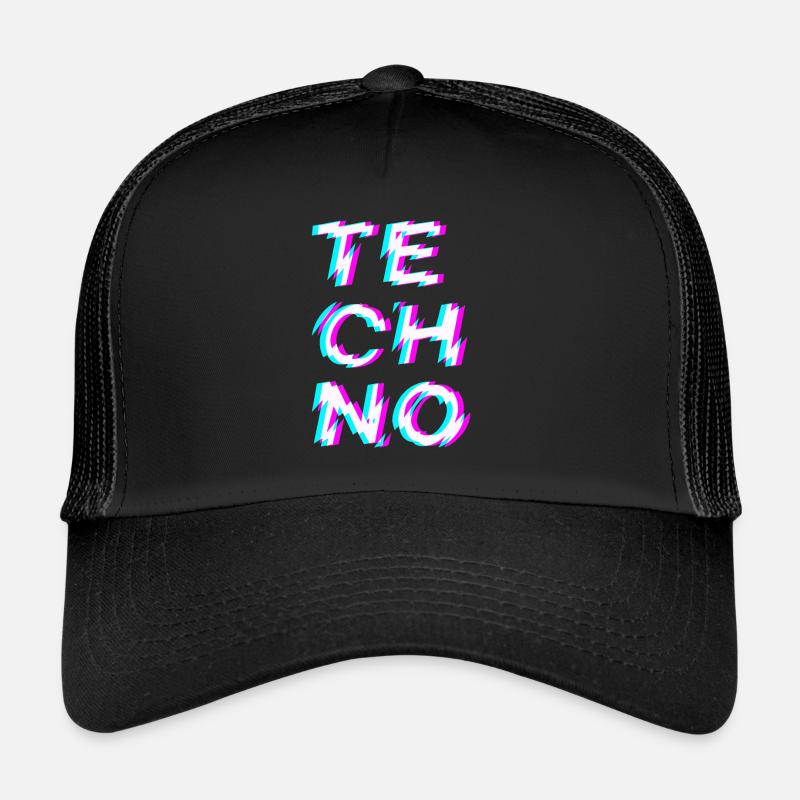 Techno Rave - Casquette trucker  - noir/noir