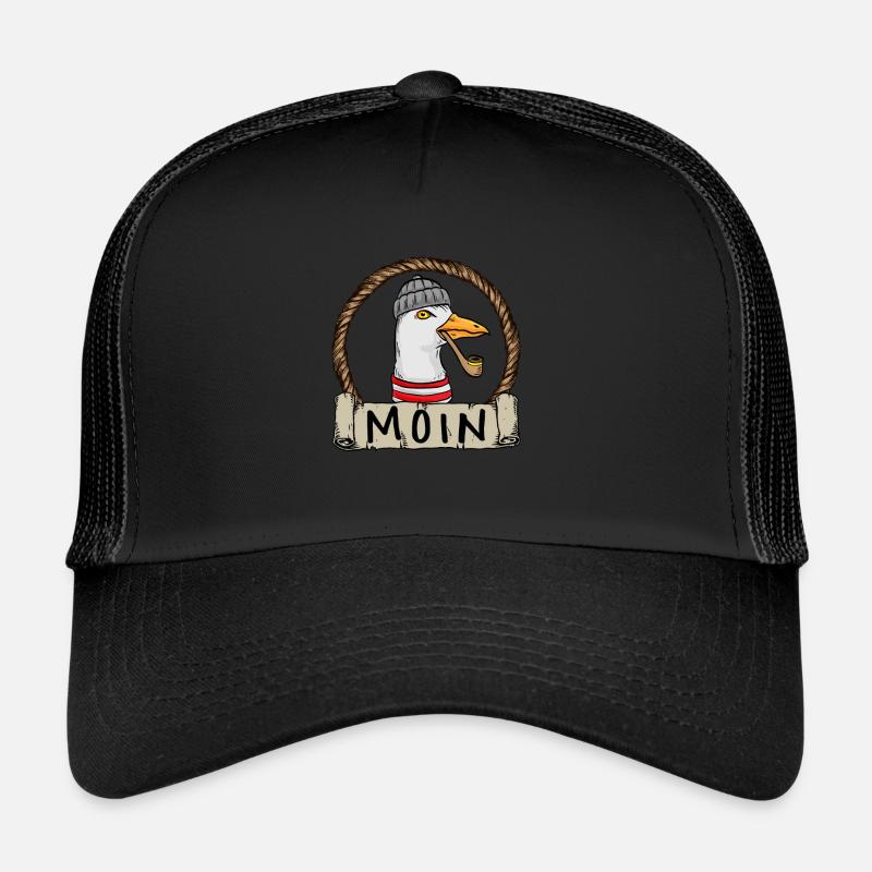 Moin Moin Möwe - Trucker Cap - Schwarz/Schwarz