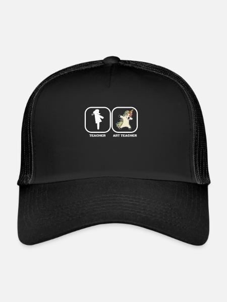 Art Teacher Art Teacher Unicorn - Trucker Cap - black/black - Front