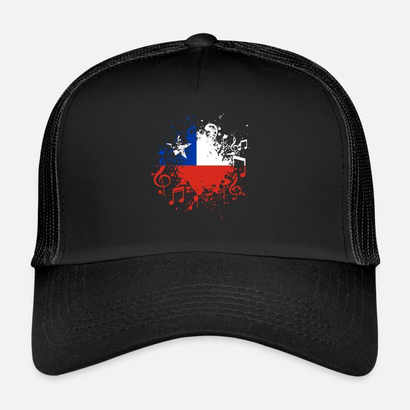 Chile Flagge Musik - Trucker Cap - Schwarz/Schwarz