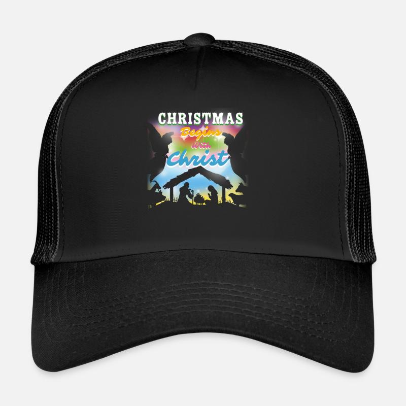 Noël Noël commence avec les anges du Christ - Casquette trucker - noir/noir