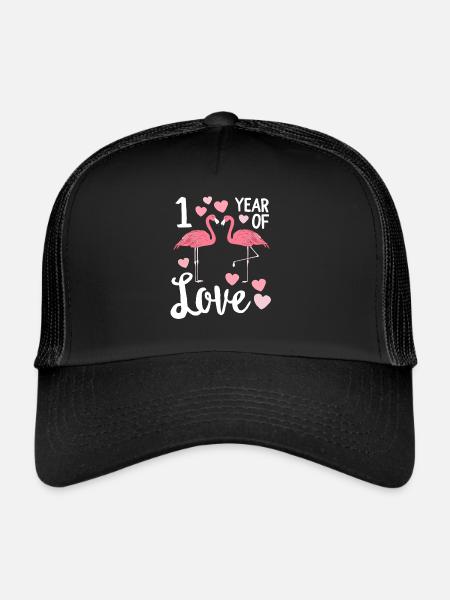 Anniversaire assorti avec Flamingo d'un an - Casquette trucker  - noir/noir - Devant