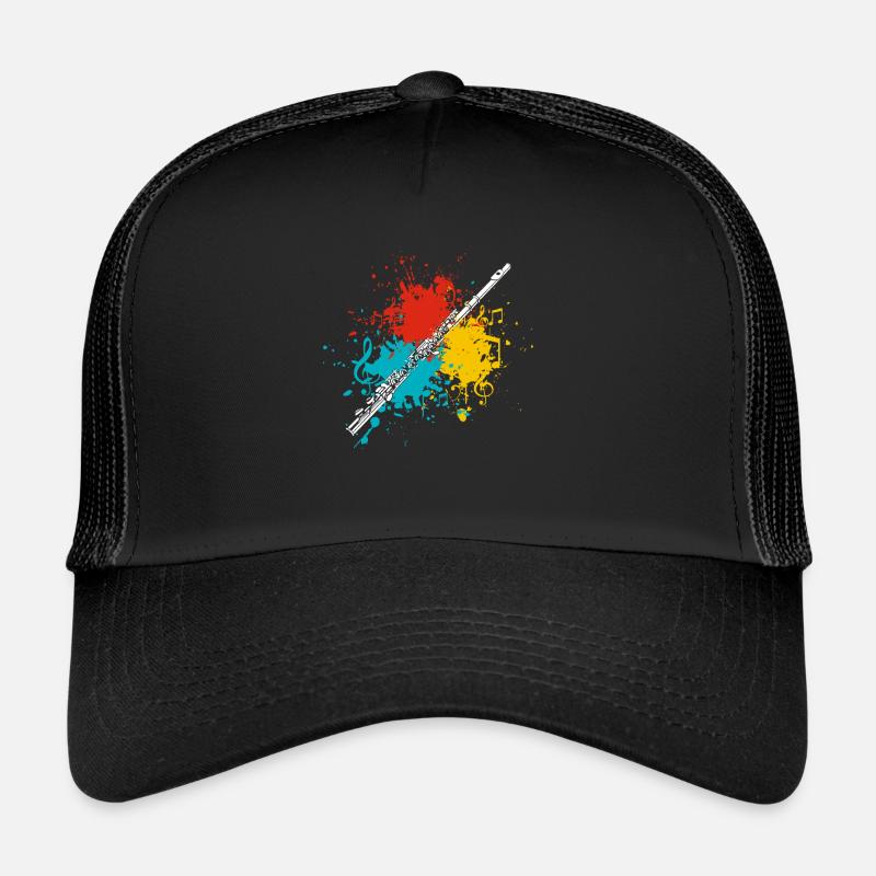 Querflöte - Trucker Cap - Schwarz/Schwarz