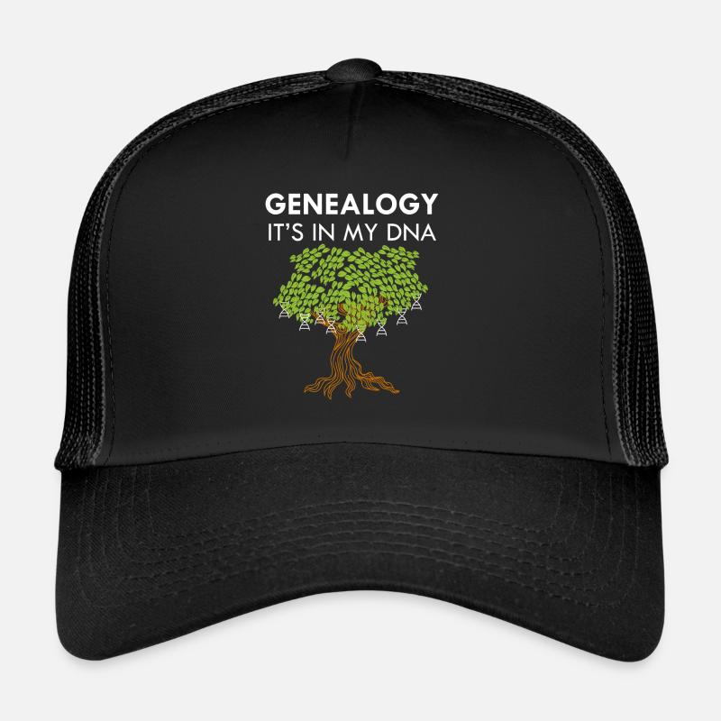 Arbre d'ADN Pedigree Descent Evolution Famille - Casquette trucker  - noir/noir