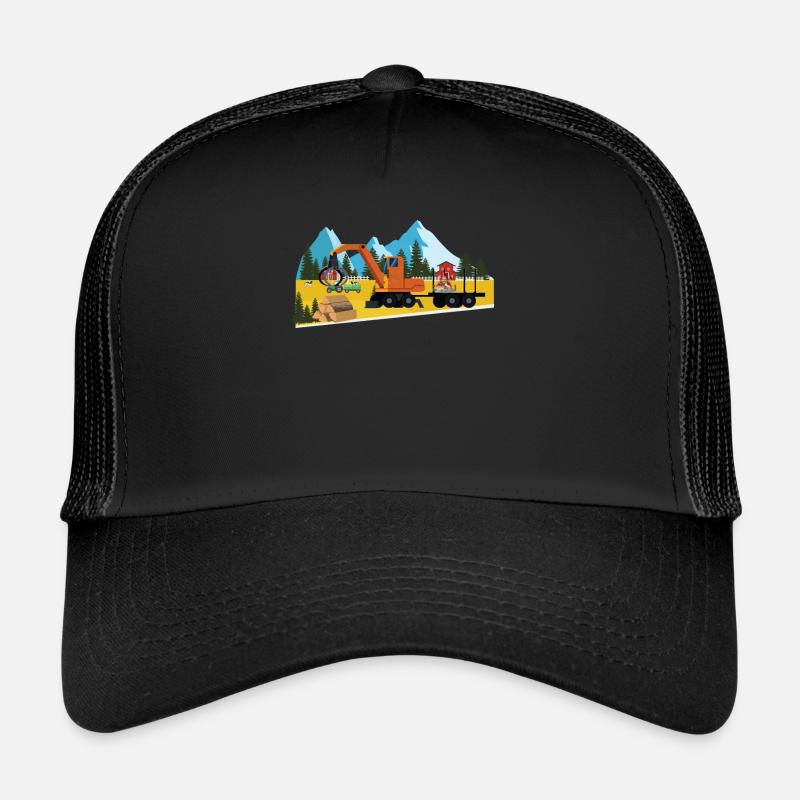 Abatteuse forestière bûcheron - Casquette trucker  - noir/noir