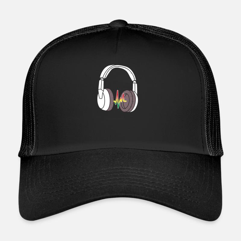 Rasta Kopfhörer Rastafari Jamaika Musik Geschenk - Trucker Cap - Schwarz/Schwarz