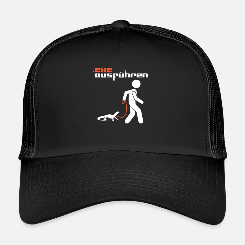 .exe ausführen - Computer Humor - Anwendung Datei - Trucker Cap - Schwarz/Schwarz
