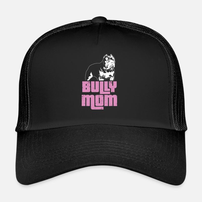 Bully Mom | Frauchen American Bully Geschenkidee - Trucker Cap - Schwarz/Schwarz