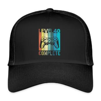 Men's 40th Birthday Young Man Level 40 Years - Trucker Cap - black/black - Front