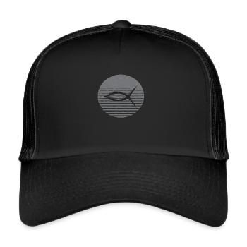Ichthys Fisch Christentum - Trucker Cap - Schwarz/Schwarz - Vorne