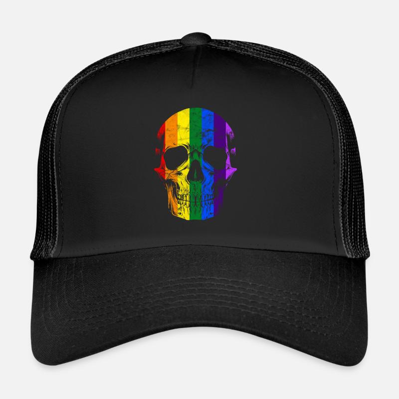 Crâne arc-en-ciel arc-en-ciel LGBT Casquette trucker 