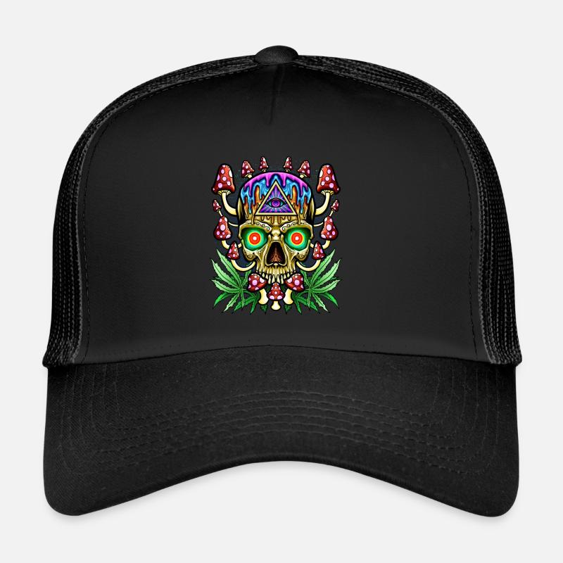 Magic Mushrooms Crâne - Psychédélique Casquette trucker 