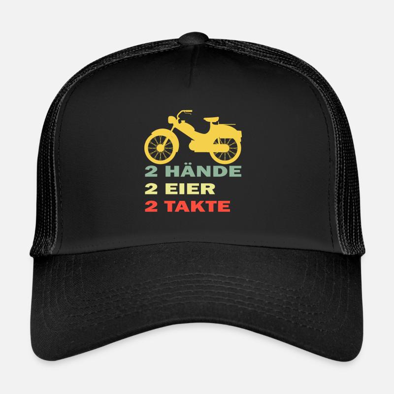 lustiges Mofa Moped 2 Hände 2 Eier Zwei Takte - Trucker Cap - Schwarz/Schwarz