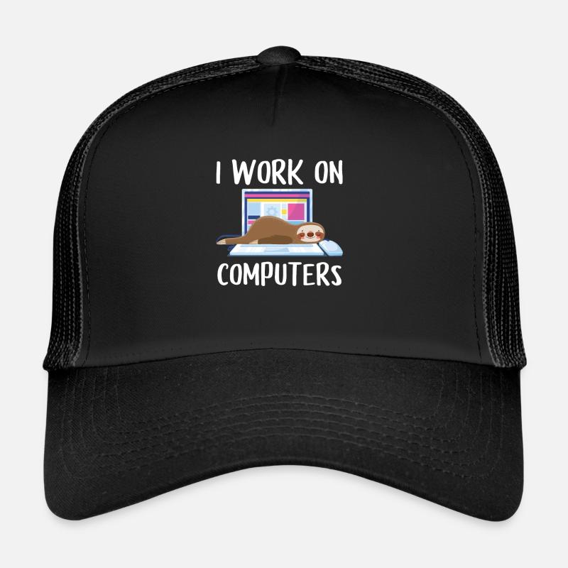I work on computers Computer Progammierer Geschen - Trucker Cap - Schwarz/Schwarz