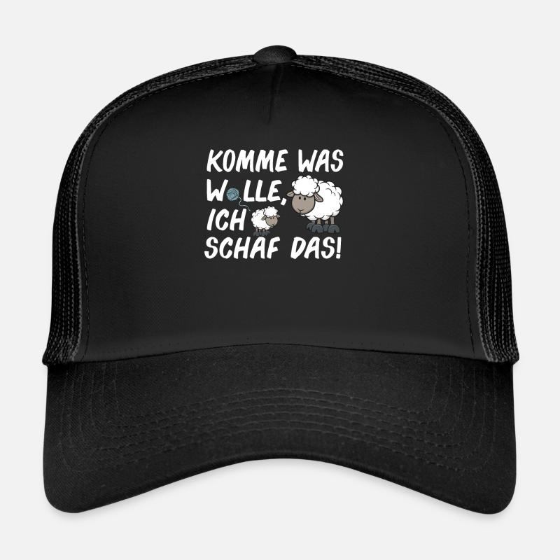 Komme Was Wolle Ich Schaf Das lustige Schäfer - Trucker Cap - Schwarz/Schwarz