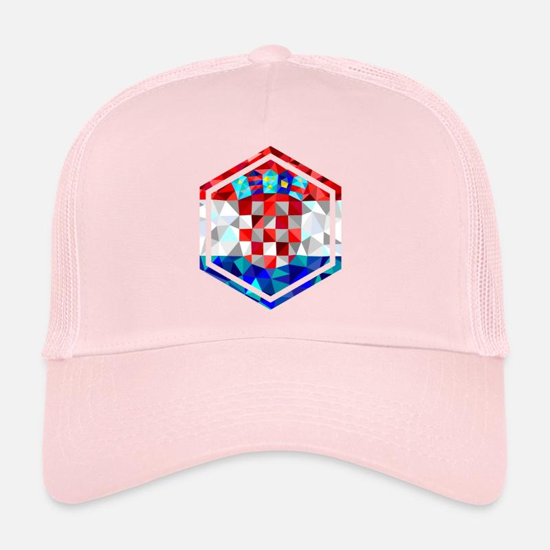 Croatie Drapeau Hexagone Low Poly Diamond Style Casquette trucker 