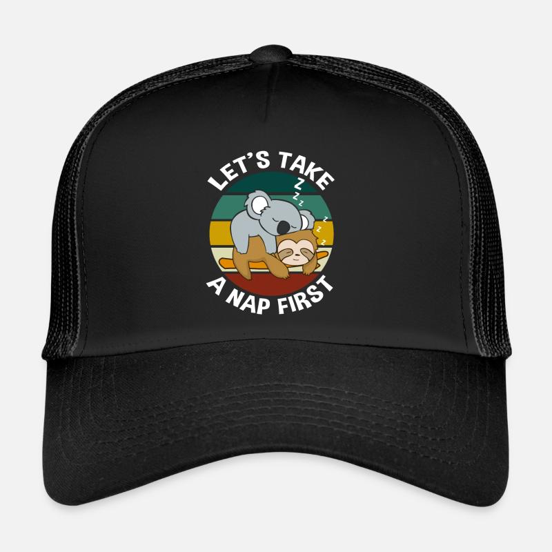 Sloth koala dormant mocassins lève-tard - Casquette trucker  - noir/noir