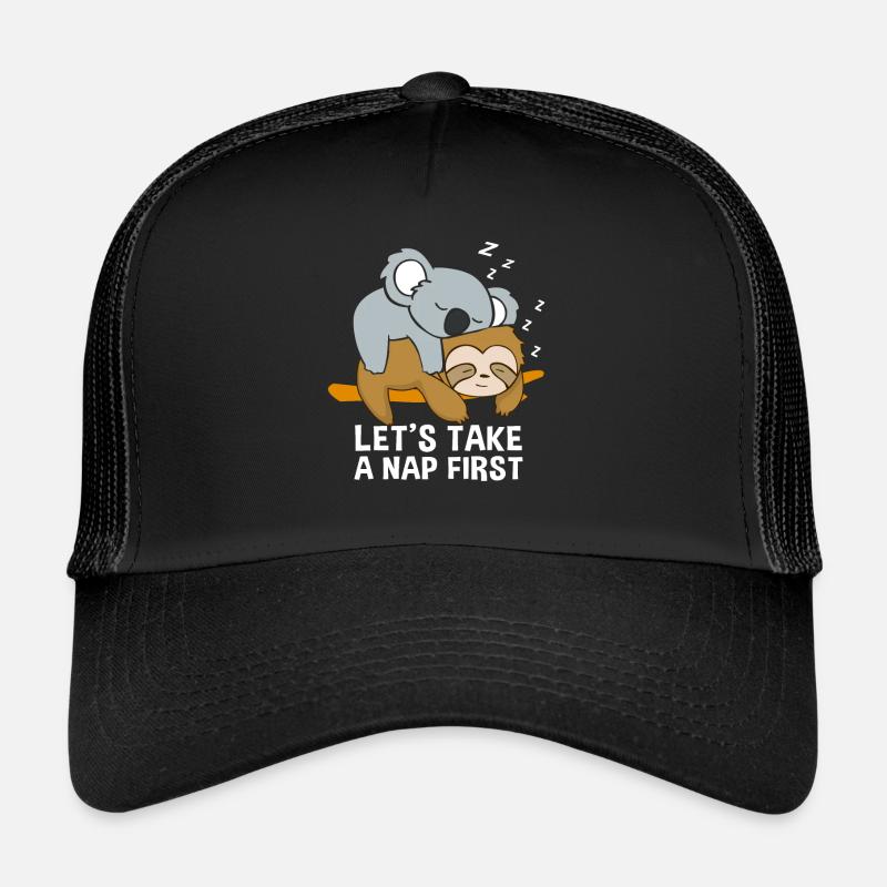 Sloth koala endormi mocassins mignons - Casquette trucker  - noir/noir