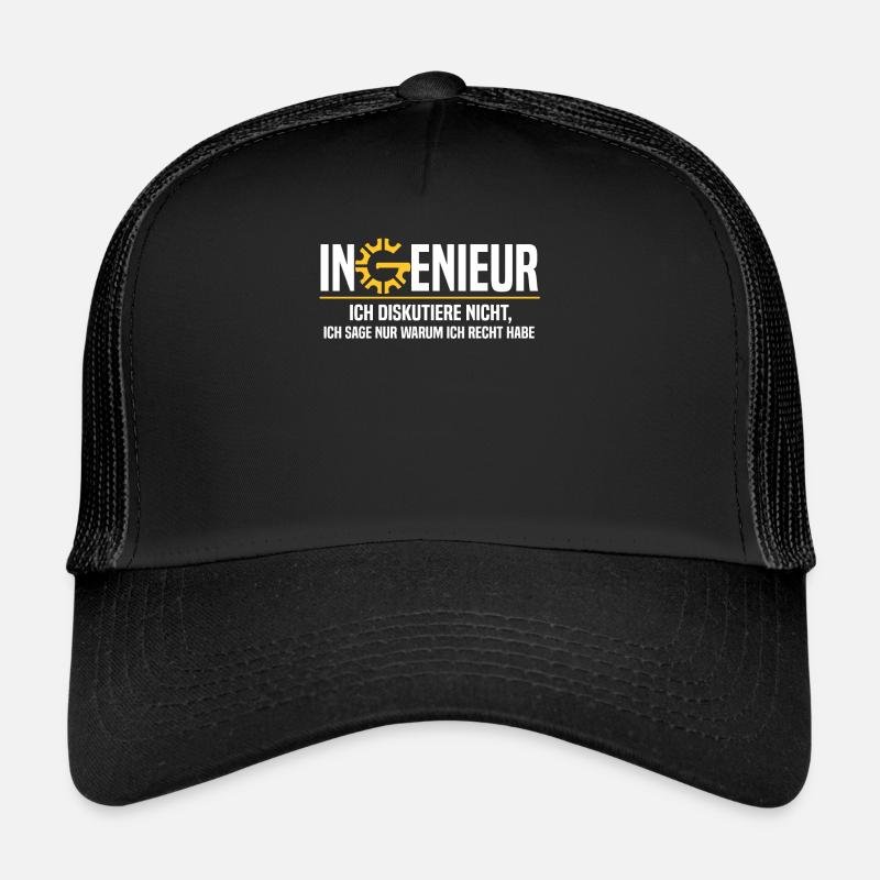 Ingenieur Ich diskutiere nicht, ich sage nur warum - Trucker Cap - Schwarz/Schwarz
