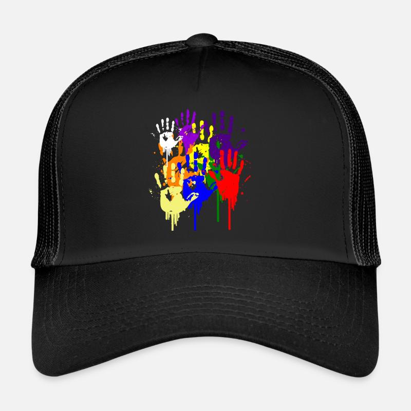 Peinture Main Blob Coloré Peintre Cadeau Empreinte Cool Casquette trucker 