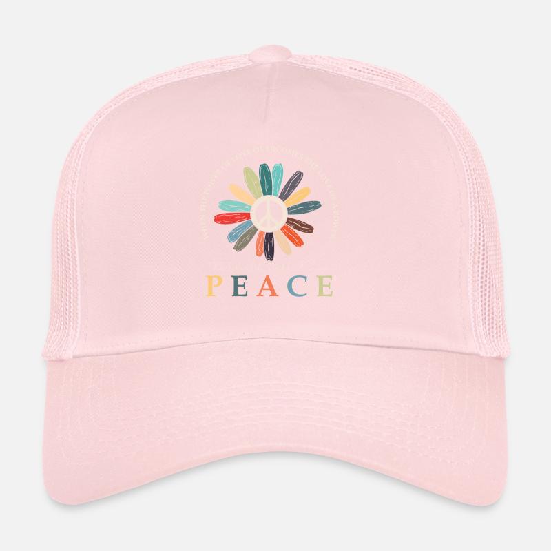 Hippie Flower Power Peace & Power Trucker Cap