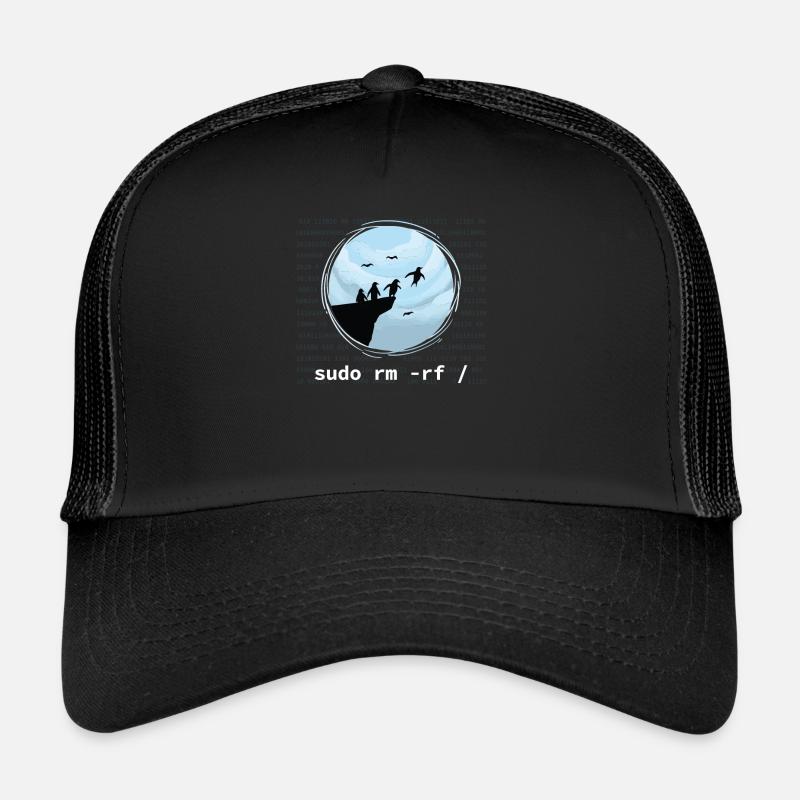 Programmierer Sudo RM RF Lustig - Trucker Cap - Schwarz/Schwarz