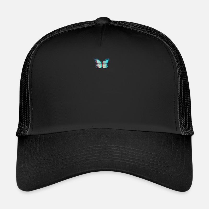 Glitch Butterfly Aesthetic - Butterfly - Trucker Cap - Schwarz/Schwarz