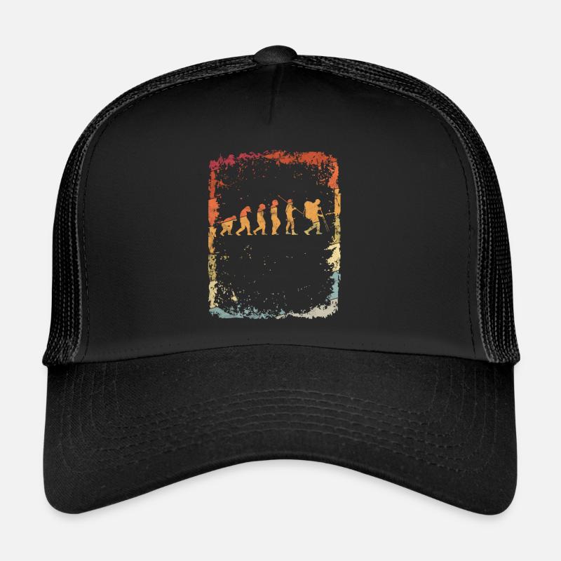 Vintage Hiking Evolution Mountain Gift Trekkin Trucker Cap
