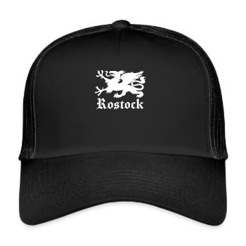 Hansestadt Rostock Greif Wappen - Trucker Cap - Schwarz/Schwarz - Vorne