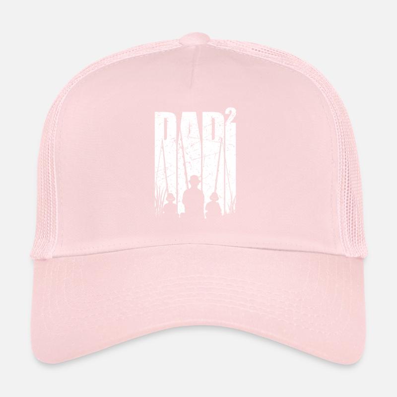 Dad 2 kids double dad fishing gift Trucker Cap