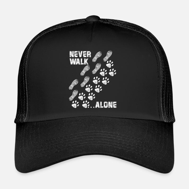 Pattes de chien empreinte de chaussure never walk alone chien Casquette trucker 