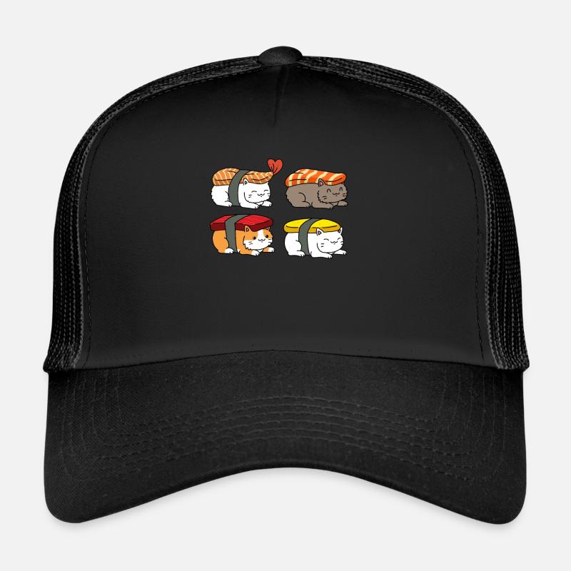 Cat Sushi Sushi Geschenk - Trucker Cap - Schwarz/Schwarz