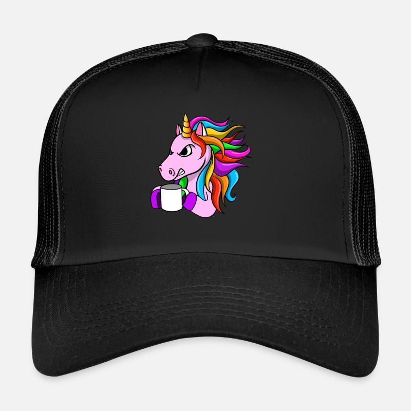 Angry Unicorn With Coffee - Trucker Cap - black/black