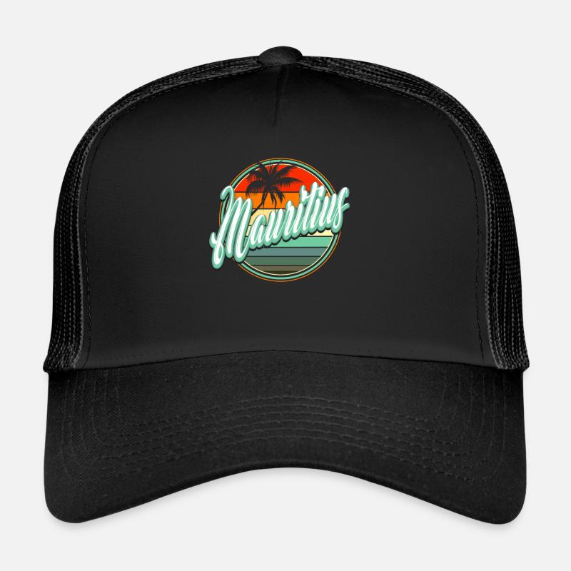 SommerStrandurlaub - Mauritius - Trucker Cap - Schwarz/Schwarz