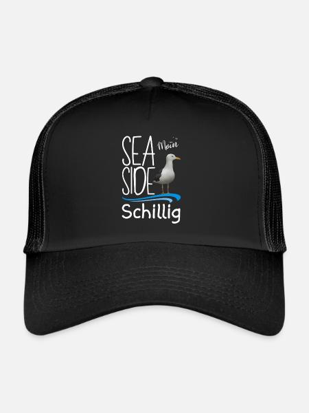 Schillig mer du Nord Moin île schillig Sea Side Möwe - Casquette trucker  - noir/noir - Devant