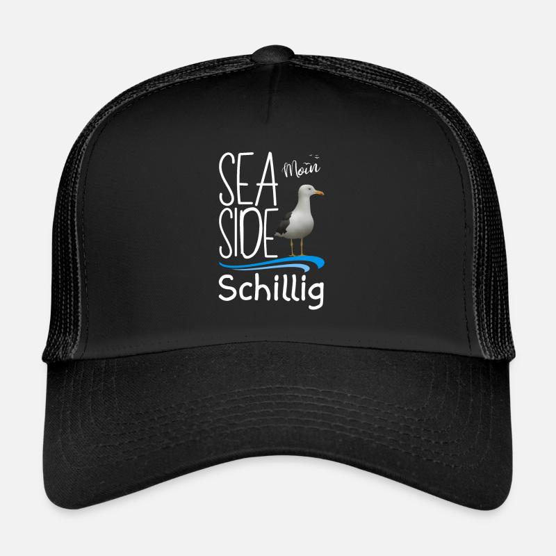Schillig Nordsee Moin Insel Schillig Sea Side Möwe - Trucker Cap - Schwarz/Schwarz