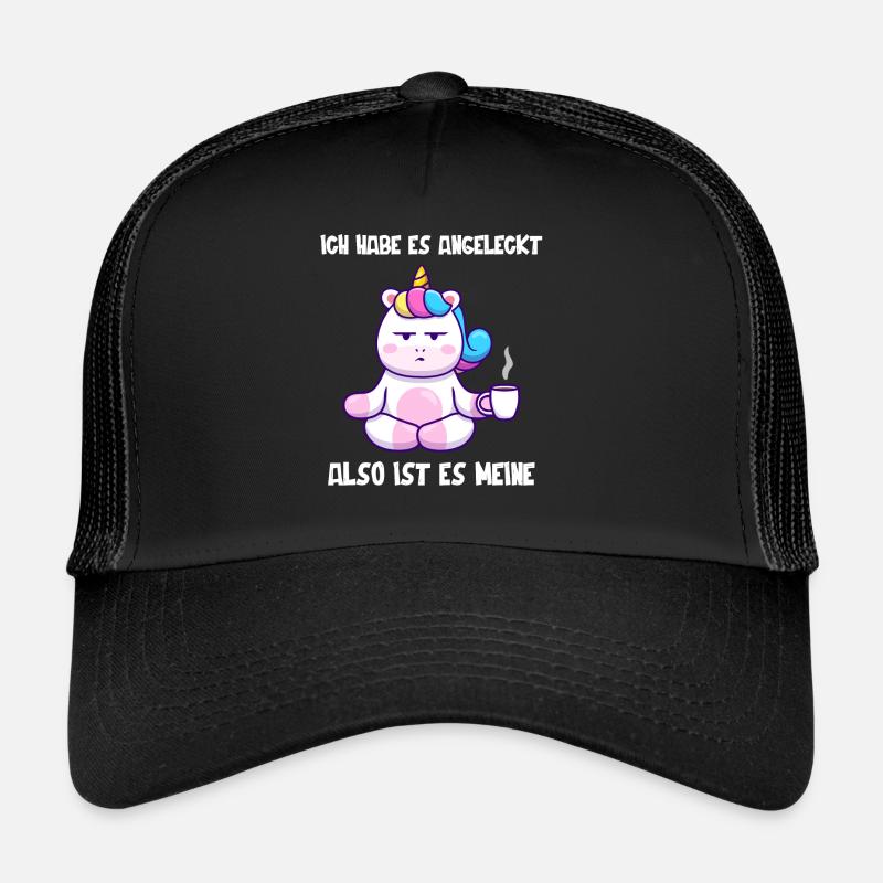 Einhorn, Lustiger Einhörner Spruch - Trucker Cap - Schwarz/Schwarz