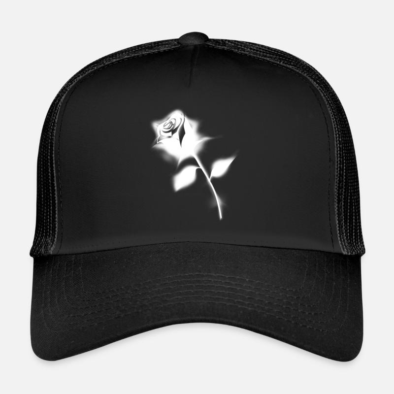 weiße Rose - Trucker Cap - Schwarz/Schwarz
