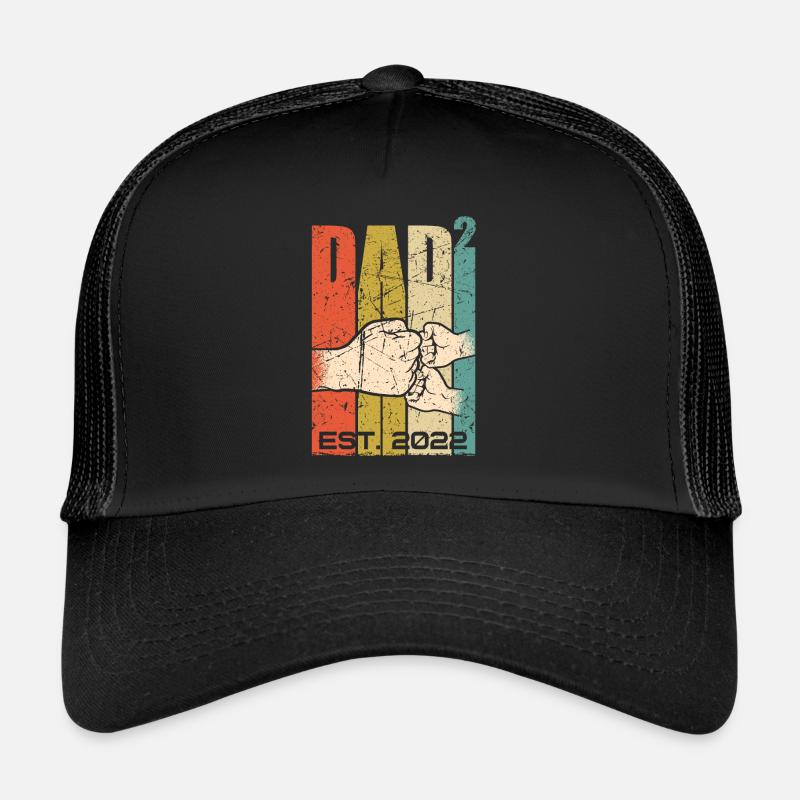 Vater 2022 werdender Papa Zwillinge zwei Kinder - Trucker Cap - Schwarz/Schwarz