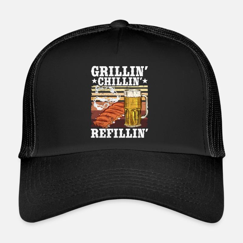 Grillen Chillen Bier Griller Geschenk Herren Trucker Cap