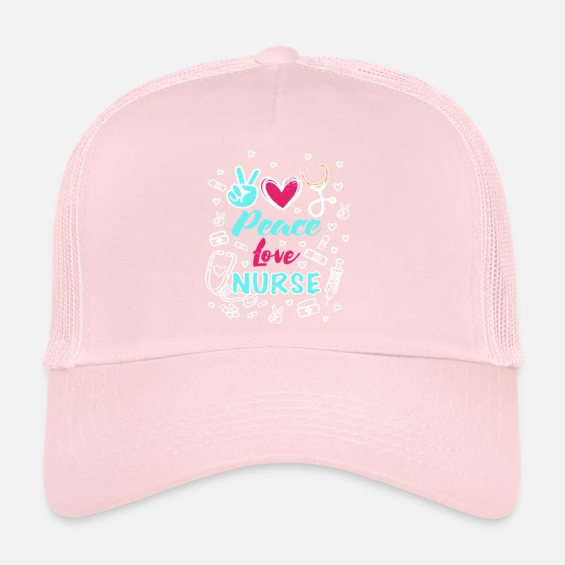 Peace Love Nurse Funny RN Nurse Practitioner Trucker Cap