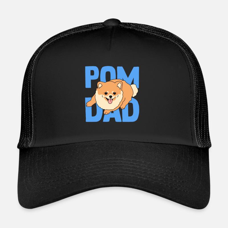 Zwergspitz Pomeranian Pom Dad Herrchen Geschenk - Trucker Cap - Schwarz/Schwarz