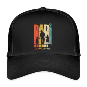 Papa 2 Töchter Vater werden Geschenk - Trucker Cap - Schwarz/Schwarz - Vorne