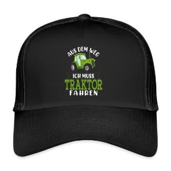 Aus dem Weg Ich muss Traktor fahren - Trekker - - Trucker Cap - Schwarz/Schwarz - Vorne