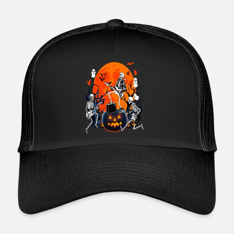 Skeleton Dancing Halloween Guitar T Shirt Casquette trucker 