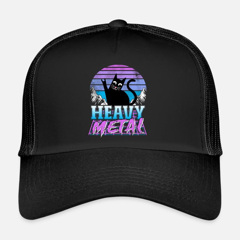 Death Metal Chat Retrowave Heavy Metal Synthwave Casquette trucker 