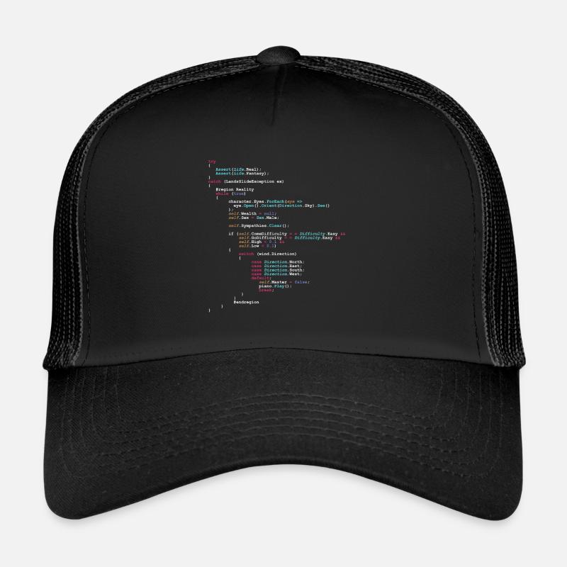 Programmierer Humor Code - für Software-Entwickler - Trucker Cap - Schwarz/Schwarz