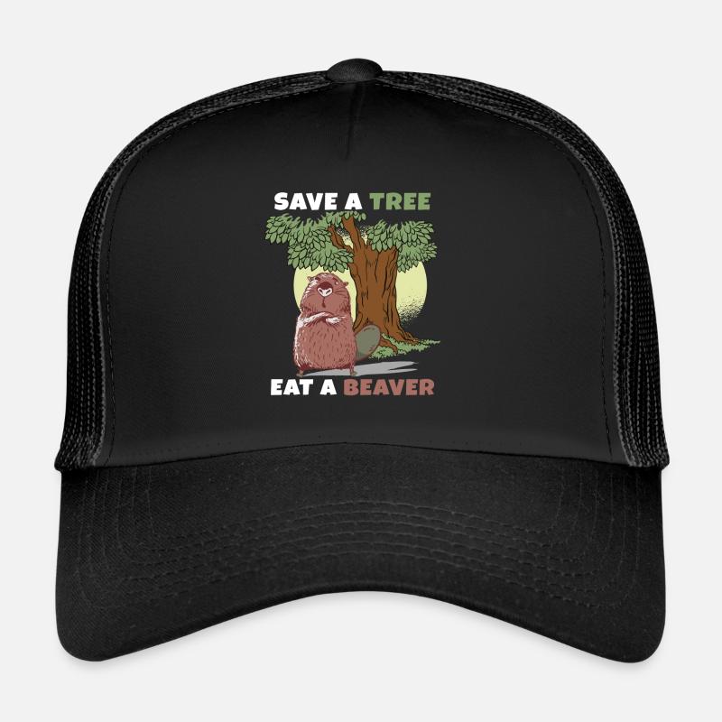 Biber Nagetier Bäume Bibertier Geschenkidee - Trucker Cap - Schwarz/Schwarz